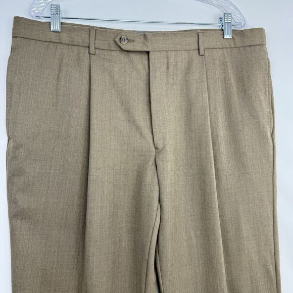Paul Frederick Men’s 36x30 Brown Pleated Dress Pants Cuffed Wool Cashmere - Picture 14 of 16